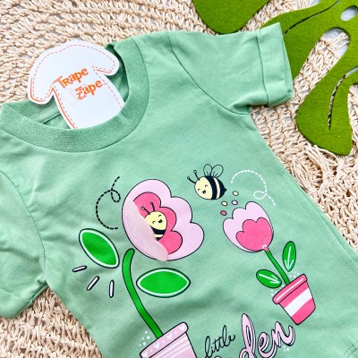  Conj. Blusa Little Garden e Short Saia Flores - Verde